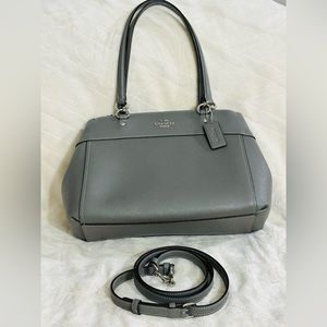 Coach “Leah” Crossbody Bag/Satchel, Crossgrain Leather, Gray, Like New